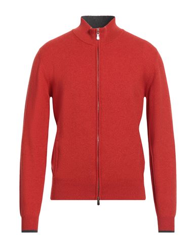 Fedeli Man Cardigan Tomato Red Size 40 Cashmere In Tomato Red