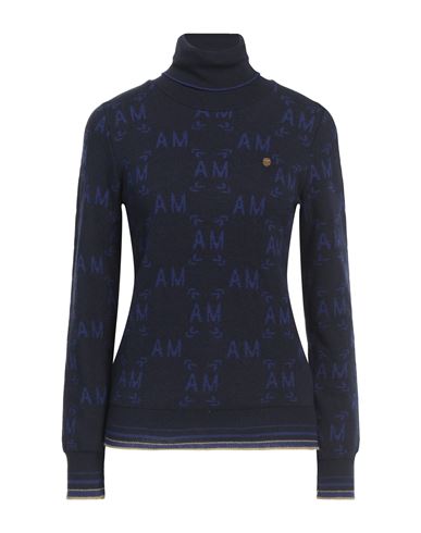 AERONAUTICA MILITARE AERONAUTICA MILITARE WOMAN TURTLENECK NAVY SIZE M VISCOSE, WOOL, POLYAMIDE, CASHMERE 