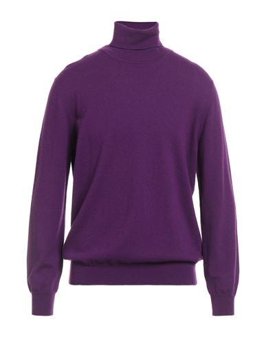 Kangra Cashmere Kangra Man Turtleneck Purple Size 44 Wool