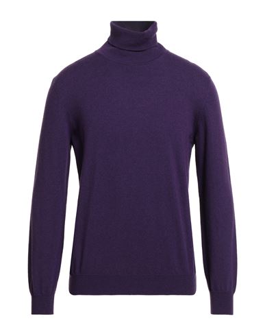 Kangra Cashmere Kangra Man Turtleneck Dark Purple Size 44 Wool