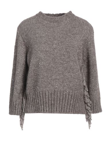Marella Monochrome Woman Sweater Taupe Size L Acrylic, Polyester, Mohair Wool, Wool, Elastane