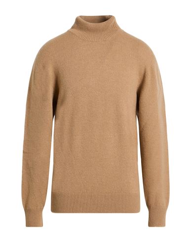 Laneus Man Turtleneck Camel Size 44 Merino Wool, Cashmere In Brown