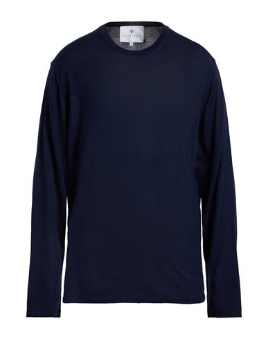 Seven Gauge Man Sweater Midnight Blue Size 6 Wool, Silk In Blue