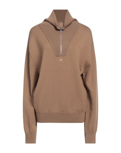 Courrèges Courreges Woman Turtleneck Camel Size M Merino Wool, Polyamide
