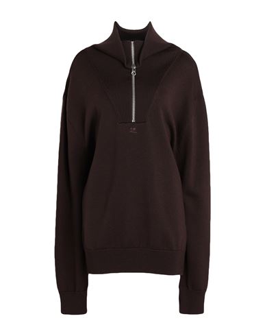 Courrèges Courreges Woman Turtleneck Dark Brown Size L Merino Wool, Polyamide