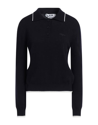 Msgm Woman Sweater Midnight Blue Size L Wool, Cashmere