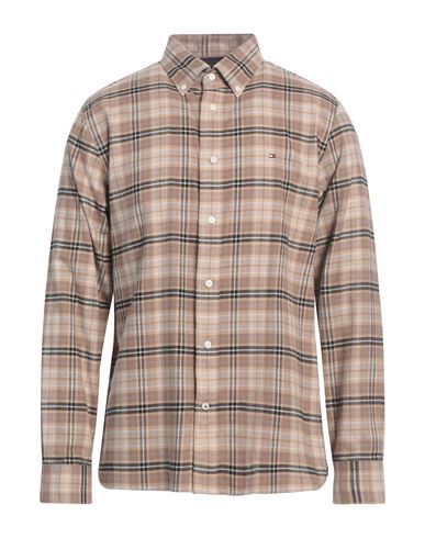 Tommy Hilfiger Man Shirt Camel Size L Cotton
