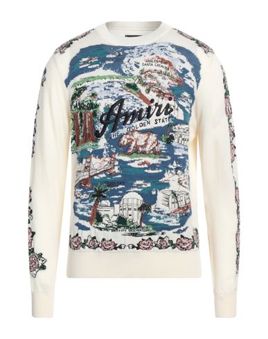 Amiri Man Sweater Ivory Size M Wool, Cotton