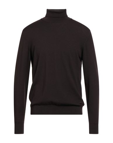 Daniele Fiesoli Man Turtleneck Dark Brown Size L Merino Wool In Brown