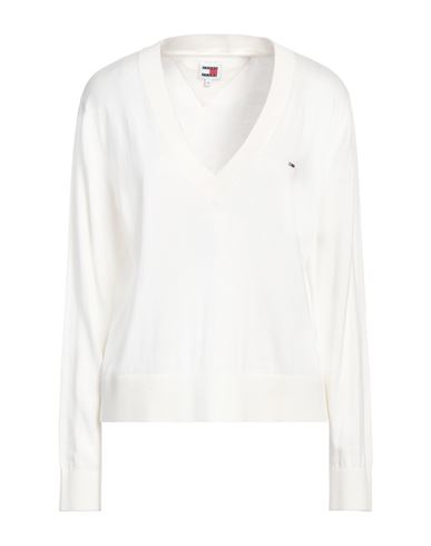 Tommy Jeans Woman Sweater White Size M Cotton, Viscose, Polyamide