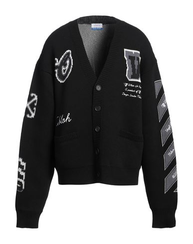 Off-white Man Cardigan Black Size L Wool, Cotton, Polyamide, Polyester