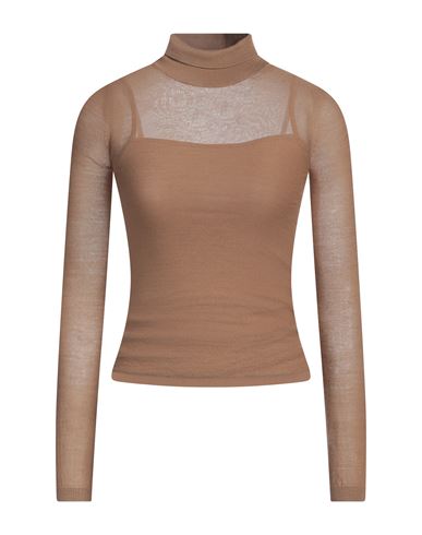 Max Mara Woman Turtleneck Camel Size M Virgin Wool In Brown