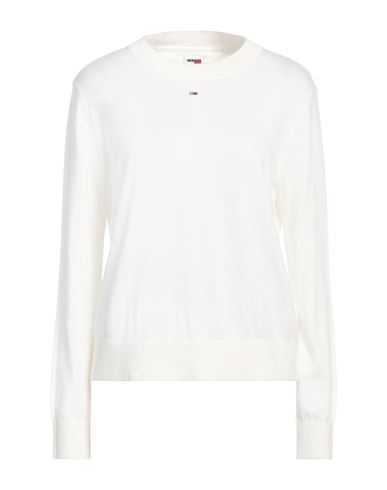 Tommy Jeans Woman Sweater White Size L Cotton, Viscose, Polyamide