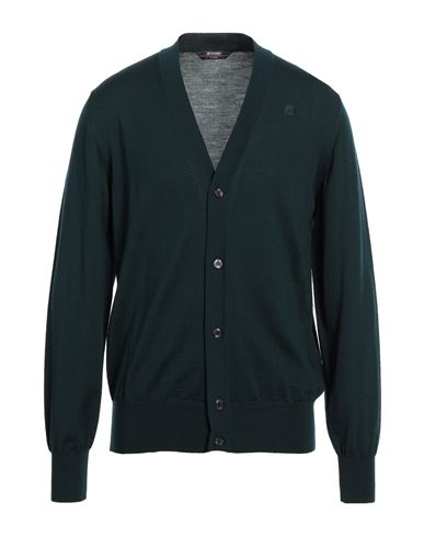 K-way Man Cardigan Dark Green Size Xl Virgin Wool