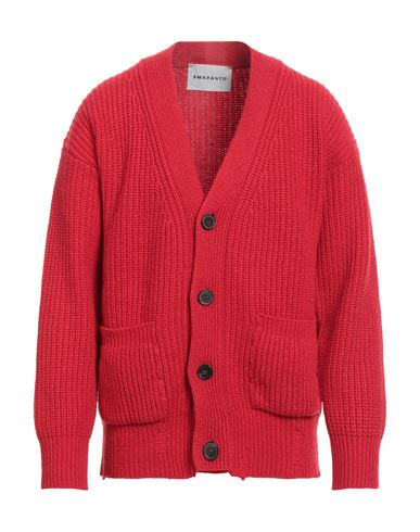 Amaranto Man Cardigan Red Size L Wool, Polyamide