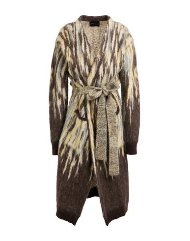 Roberto Collina Woman Cardigan Dark Brown Size S Superkid Mohair, Nylon, Merino Wool