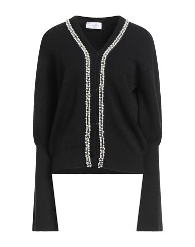 GAELLE PARIS GAËLLE PARIS WOMAN CARDIGAN BLACK SIZE 3 VISCOSE, POLYESTER, POLYAMIDE 