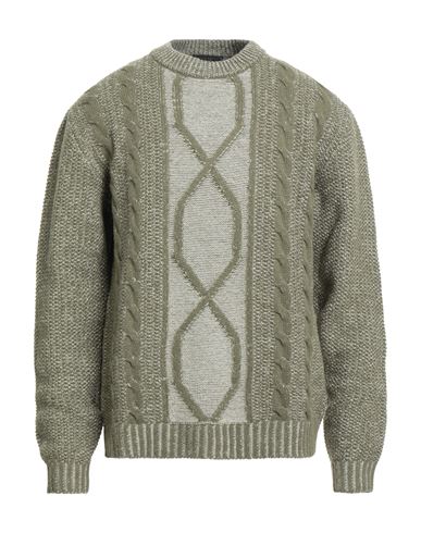 Daniele Fiesoli Man Sweater Military Green Size L Baby Alpaca Wool, Merino Wool