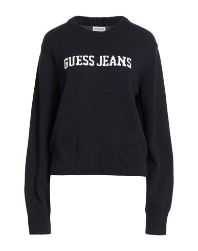 Guess Jeans Woman Sweater Navy Size Xl Cotton