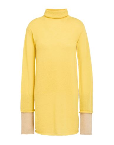 Issey Miyake Woman Turtleneck Yellow Size 2 Alpaca Wool, Nylon, Wool