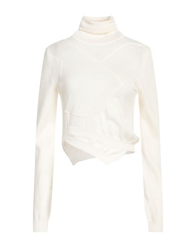 Mm6 Maison Margiela Woman Turtleneck Ivory Size M Acrylic, Virgin Wool