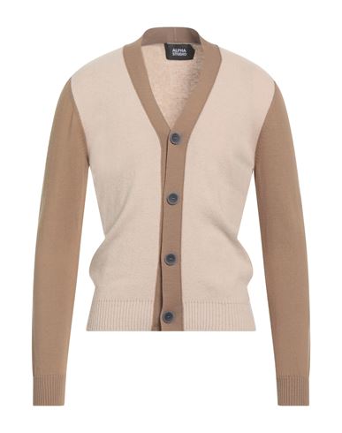Alpha Studio Man Cardigan Beige Size 44 Merino Wool, Alpaca Wool, Recycled Polyamide, Polyamide In Neutral