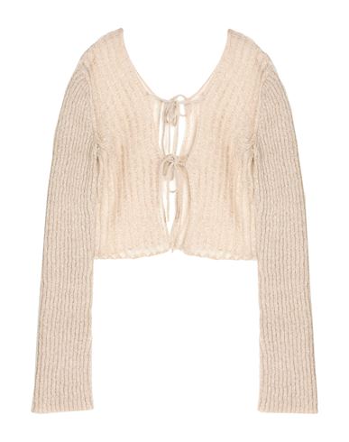 Miista Woman Cardigan Beige Size 8 Acrylic, Nylon, Mohair Wool, Metal In Neutral