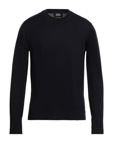 Alpha Studio Man Sweater Midnight Blue Size 44 Merino Wool