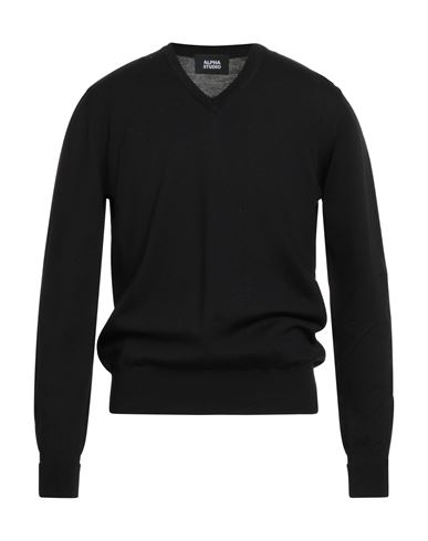 Alpha Studio Man Sweater Black Size 40 Merino Wool