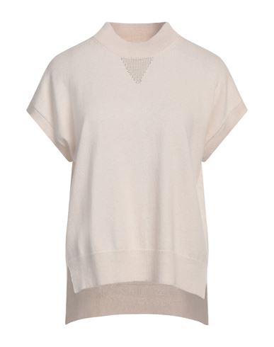 Shop Peserico Woman Sweater Ivory Size 6 Virgin Wool, Silk, Cashmere, Metallic Fiber