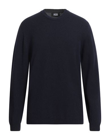 Alpha Studio Man Sweater Navy Size 44 Recycled Wool, Wool, Recycled Polyamide, Polyamide, Elastane In Blue