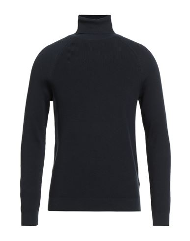 Selected Homme Man Turtleneck Midnight Blue Size L Organic Cotton, Cotton In Blue