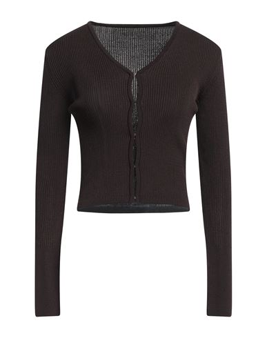Low Classic Woman Cardigan Dark Brown Size M Rayon, Nylon