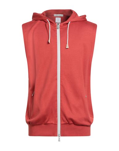 Eleventy Platinum Man Cardigan Tomato Red Size S Cotton, Polyamide In Red