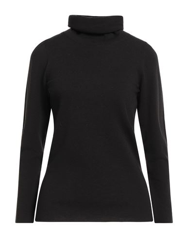 Base Milano Woman Turtleneck Black Size 10 Wool, Polyester