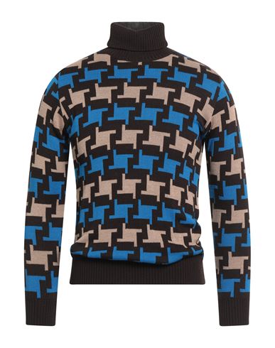 Shop Twenty-one By Antonio Carnevale Man Turtleneck Dark Brown Size S Wool, Acrylic