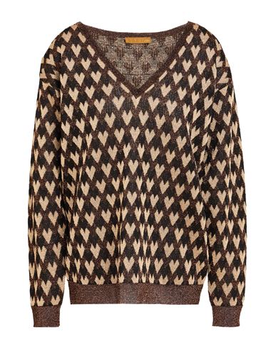 Siyu Woman Sweater Chocolate Brown Size 8 Viscose, Metallic Fiber