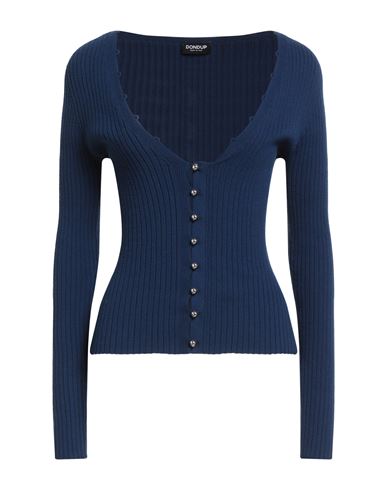 Dondup Woman Cardigan Navy Size 6 Viscose, Polyester In Blue