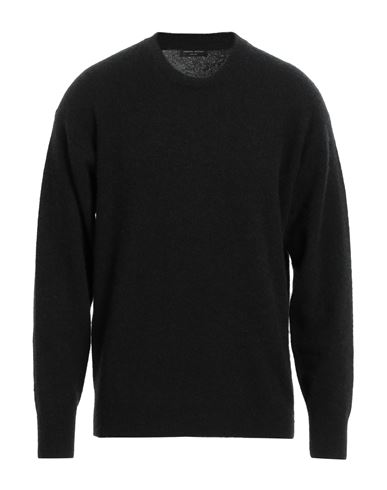 Roberto Collina Man Sweater Black Size 46 Cashmere, Silk, Polyester In Black