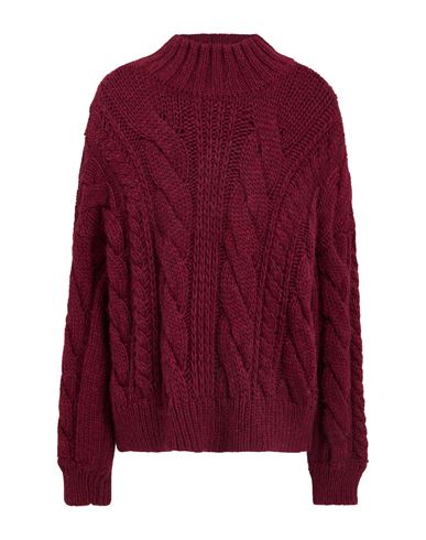 Soallure Woman Turtleneck Burgundy Size S Acrylic, Alpaca Wool, Wool, Viscose