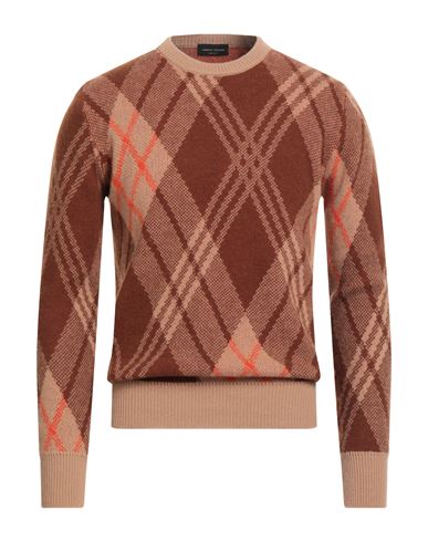Roberto Collina Man Sweater Camel Size 40 Wool