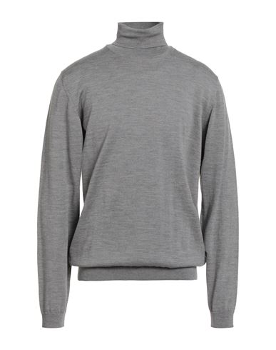 Roberto Collina Man Turtleneck Grey Size 44 Merino Wool In Animal Print