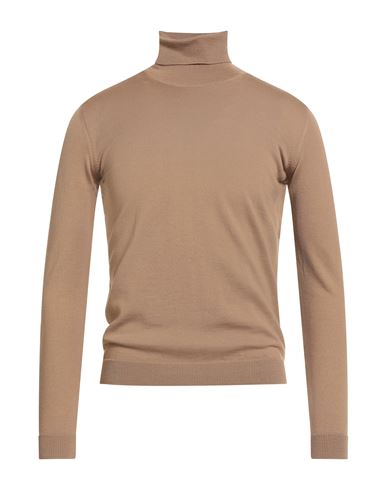 Roberto Collina Man Turtleneck Camel Size 36 Merino Wool In Brown