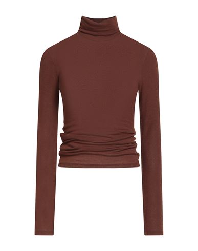 Alysi Woman Turtleneck Chocolate Brown Size 8 Viscose, Wool, Elastane