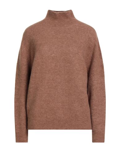 Alysi Woman Turtleneck Brown Size L Alpaca Wool, Polyamide, Merino Wool, Elastane