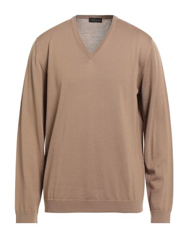 Roberto Collina Man Sweater Camel Size 44 Merino Wool
