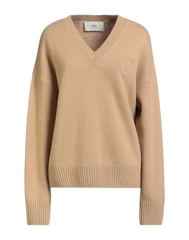 Ami Alexandre Mattiussi Woman Sweater Sand Size L Merino Wool, Cashmere In Nude