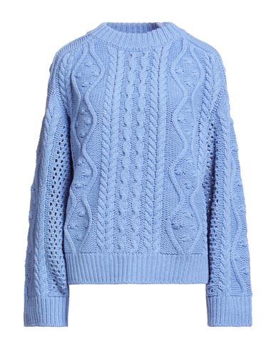 Erika Cavallini Woman Sweater Light Blue Size M Wool, Polyamide In Blue