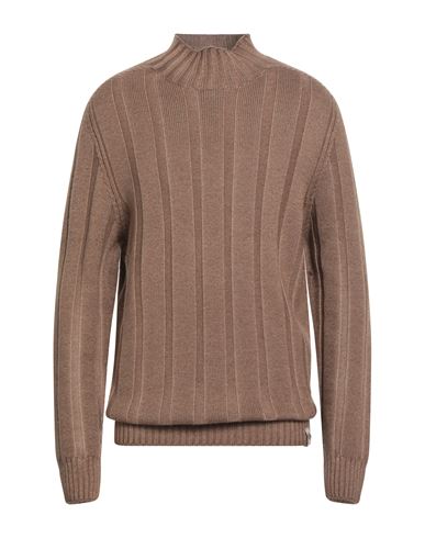 H953 Man Turtleneck Camel Size 44 Merino Wool