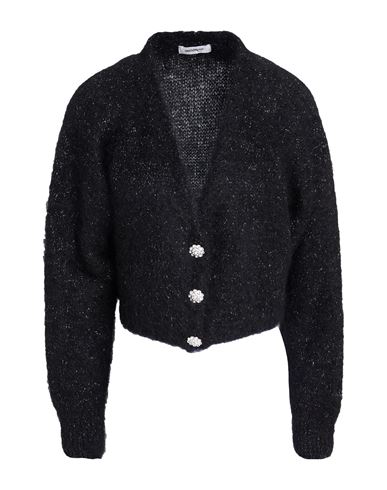 Ottod'ame Woman Cardigan Black Size 10 Mohair Wool, Polyamide, Polyester, Elastane